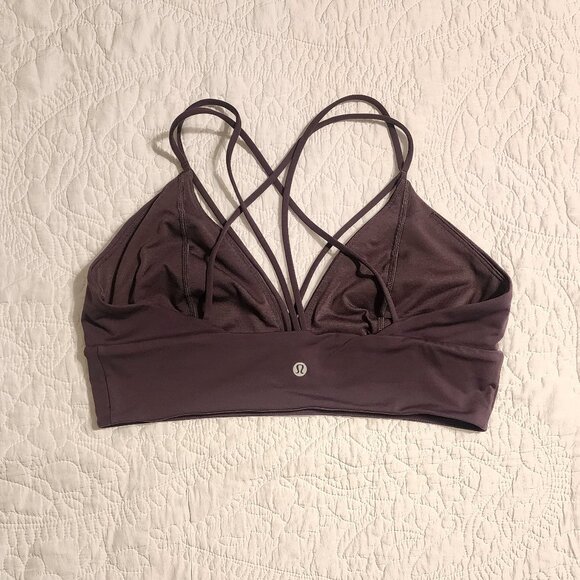 Lululemon Pushing Limits Strappy Sports Bra Size 12 Black Currant Purple EUC - Picture 4 of 8